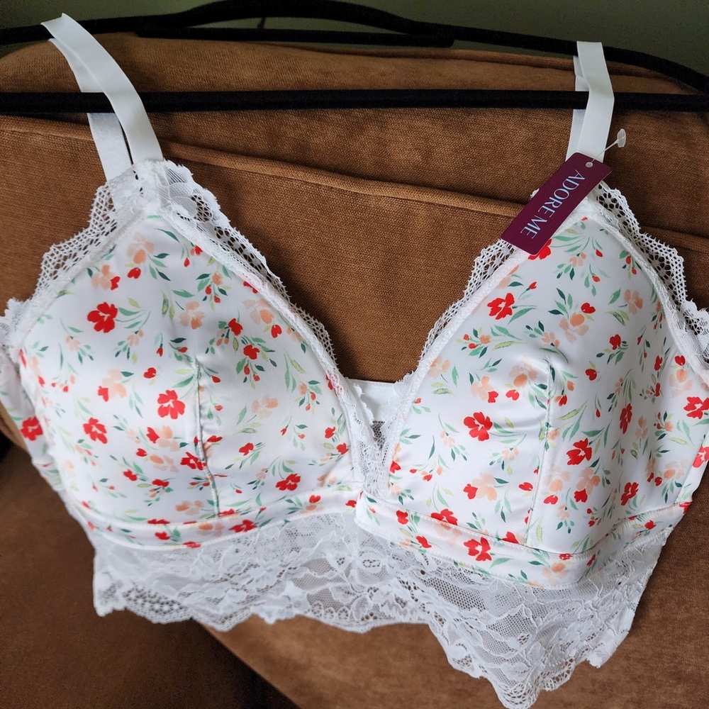 White bra with flowers